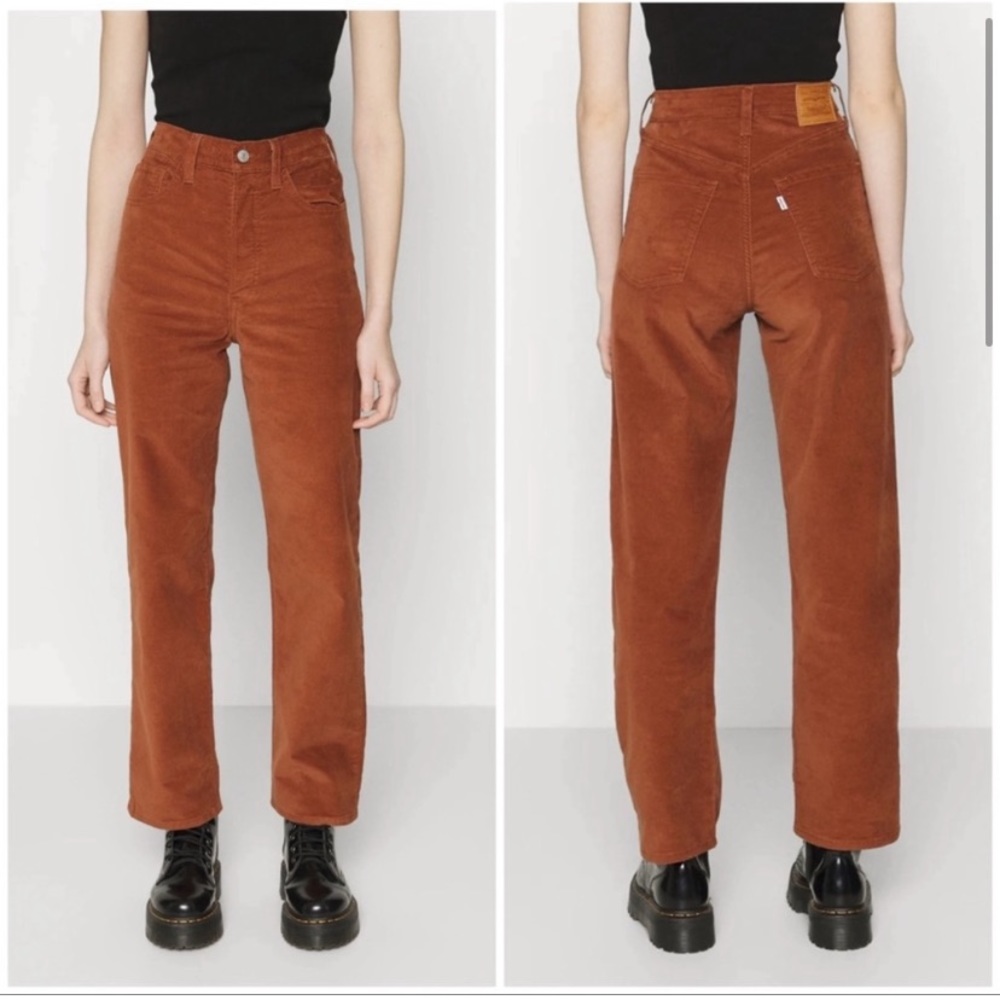Levi’s Ribcage straight ankle camel velvet pant